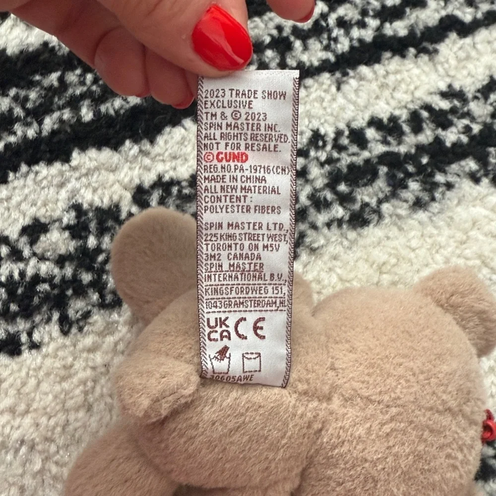 Gund Tan Teddy Bear Plush with bag clip Clip - Picture 3 of 5
